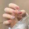 imageBABALAL Square Fake Nails Pink Press on Nails Short Full Cover Nails Cute Glue on Artificial Nails for Women and Girls