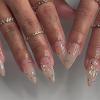 imageBABALAL Almond Press on Nails Medium Fake Nails White French Glue on Nails Black Star Rhinestones Acrylic Nails 24Pcs Stiletto False Nails for Women and GirlsFNf402