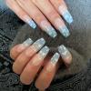 imageBABALAL Coffin Press on Nails 24Pcs Blue Fake Nails Long False Nails Glossy Acrylic Nail Tips for Women and GirlsNAILU03