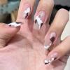 imageBABALAL Medium Length Press on Nails Square Fake Nails Squoval Nails Glossy Acrylic Nails Cow Print Glue on Nails for Women and Girls
