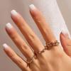 imageBABALAL Ombre Press on Nails Square Fake Nails Short Glue on Nails Squoval Nails White Acrylic Nails Glossy Nails for Women and Girls
