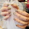 imageBABALAL Oval Press on Nails Round Nails Glitter Fake Nails Medium Artificial Nails Glossy Nails for Women and Girls