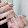 imageBABALAL Purple Press on Nails Short Square Fake Nails Cat Eye Glue on Nails Golden Glitter Shiny Acrylic Nails 24Pcs Squoval Manicure Artificial DIY False Nails for Women and GirlsFNU117purple