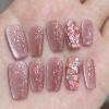 imageBABALAL Purple Press on Nails Short Square Fake Nails Cat Eye Glue on Nails Golden Glitter Shiny Acrylic Nails 24Pcs Squoval Manicure Artificial DIY False Nails for Women and GirlsFNU118pink