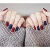 imageBABALAL Square Fake Nails 24Pcs Matte Red Blue False Nails Short Full Cover Press on Nails for Women and Girls