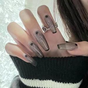 imageBABALAL Coffin Press on Nails Medium Fake Nails Glossy Glue on Nails 24pcs Ballerina Acrylic Nails Glitter Full Cover False NailsNAILN18