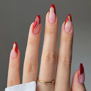 imageBABALAL Heart Press on Nails Medium Square Fake Nails Black White Glue on Nails Romantic Valentine Day Acrylic Nails 24Pcs Cute False Nails Manicure Stick on Nails Squoval Glossy Artificial NailsANTA106