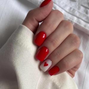imageBABALAL Heart Press on Nails Medium Square Fake Nails Red Glue on Nails Acrylic Nails Romantic False Nails 24Pcs Squoval Manicure Stick on Nails Gel Nails for Women and GirlANU14