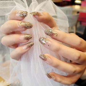 imageBABALAL Oval Press on Nails Round Nails Glitter Fake Nails Medium Artificial Nails Glossy Nails for Women and Girls