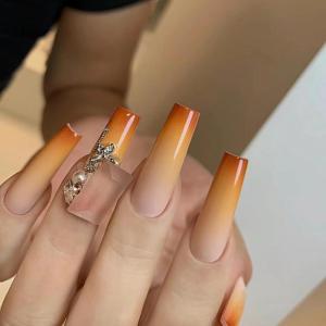 imageBABALAL Press on Nails Long Coffin Fake Nails Blue French Tip Glue on Nails 3d Texture Flower Design Coquette Acrylic Nails 24Pcs Ballerina Handmade Stick on False NailsANK214