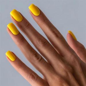 imageBABALAL Press on Nails Medium Square Fake Nails Yellow French Tip Glue on Nails Flower Coquette Acrylic Nails Summer False Nails Art Design 24Pcs Squoval Manicure Stick on Nails for Women GirlsBNI08
