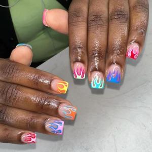 imageBABALAL Press on Nails Medium Square Fake Nails Yellow French Tip Glue on Nails Flower Coquette Acrylic Nails Summer False Nails Art Design 24Pcs Squoval Manicure Stick on Nails for Women GirlsBNI17