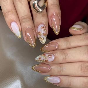 imageBABALAL Purple Press on Nails Medium Almond Fake Nails Ombre Nails Glue on Acrylic Nails French Tip Stick on Nails Supplies Y2k Star Nails 24Pcs Stiletto Full Cover False Nails for Women GirlsBNJ21