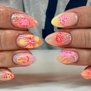 imageBABALAL Purple Press on Nails Medium Almond Fake Nails Ombre Nails Glue on Acrylic Nails French Tip Stick on Nails Supplies Y2k Star Nails 24Pcs Stiletto Full Cover False Nails for Women GirlsBNJ01