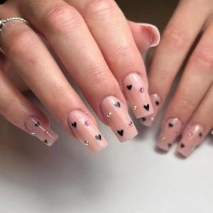 imageBABALAL Purple Press on Nails Short Square Fake Nails Cat Eye Glue on Nails Golden Glitter Shiny Acrylic Nails 24Pcs Squoval Manicure Artificial DIY False Nails for Women and GirlsFNU106nude