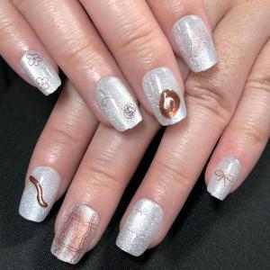 imageBABALAL Purple Press on Nails Short Square Fake Nails Cat Eye Glue on Nails Golden Glitter Shiny Acrylic Nails 24Pcs Squoval Manicure Artificial DIY False Nails for Women and GirlsFNU107cute