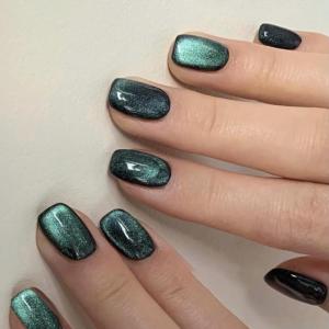 imageBABALAL Round Press on Nails Short Fake Nails Cow Print French Tip Glue on Nails 24Pcs Oval Acrylic Nails for Women and GirlsFNG106green
