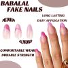 imageBABALAL Almond Press on Nails Medium Fake Nails Blue Swirl Glue on Nails Stiletto Acrylic Nails Matte Stick on Nails with DesignNAILM101pink