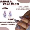 imageBABALAL Almond Press on Nails Medium Fake Nails Blue Swirl Glue on Nails Stiletto Acrylic Nails Matte Stick on Nails with DesignNAILM103blue