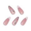 imageBABALAL Almond Press on Nails Medium Fake Nails Blue Swirl Glue on Nails Stiletto Acrylic Nails Matte Stick on Nails with DesignNAILM107white
