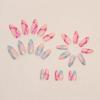 imageBABALAL Almond Press on Nails Medium Fake Nails Pink Blue Swirl Glue on Nails Stiletto 24Pcs Acrylic Nails with Design