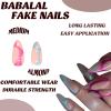 imageBABALAL Almond Press on Nails Medium Fake Nails Pink Blue Swirl Glue on Nails Stiletto 24Pcs Acrylic Nails with Design