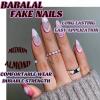 imageBABALAL Blue Press on Nails Medium Almond Fake Nails Sliver Chrome Bow Glue on Nails 3d Heart Charm Acrylic Nails Y2k Rhinestone Glitter Stick on False Nails 24Pcs Stiletto Nails Press onFNW05