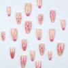 imageBABALAL Blue Press on Nails Medium Almond Fake Nails Sliver Chrome Bow Glue on Nails 3d Heart Charm Acrylic Nails Y2k Rhinestone Glitter Stick on False Nails 24Pcs Stiletto Nails Press onFNW14pink