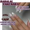imageBABALAL Blue Press on Nails Medium Almond Fake Nails Sliver Chrome Bow Glue on Nails 3d Heart Charm Acrylic Nails Y2k Rhinestone Glitter Stick on False Nails 24Pcs Stiletto Nails Press onFNW04