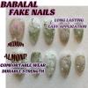imageBABALAL Blue Press on Nails Medium Almond Fake Nails Sliver Chrome Bow Glue on Nails 3d Heart Charm Acrylic Nails Y2k Rhinestone Glitter Stick on False Nails 24Pcs Stiletto Nails Press onFNW14green