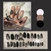 imageBABALAL Blue Press on Nails Medium Almond Fake Nails Sliver Chrome Bow Glue on Nails 3d Heart Charm Acrylic Nails Y2k Rhinestone Glitter Stick on False Nails 24Pcs Stiletto Nails Press onFNW02sliver