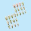 imageBABALAL Blue Press on Nails Medium Almond Fake Nails Sliver Chrome Bow Glue on Nails 3d Heart Charm Acrylic Nails Y2k Rhinestone Glitter Stick on False Nails 24Pcs Stiletto Nails Press onFNW14green