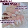 imageBABALAL Blue Press on Nails Medium Almond Fake Nails Sliver Chrome Bow Glue on Nails 3d Heart Charm Acrylic Nails Y2k Rhinestone Glitter Stick on False Nails 24Pcs Stiletto Nails Press onFNW12bow