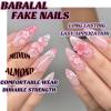 imageBABALAL Blue Press on Nails Medium Almond Fake Nails Sliver Chrome Bow Glue on Nails 3d Heart Charm Acrylic Nails Y2k Rhinestone Glitter Stick on False Nails 24Pcs Stiletto Nails Press onFNW14pink