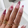 imageBABALAL Blue Press on Nails Medium Almond Fake Nails Sliver Chrome Bow Glue on Nails 3d Heart Charm Acrylic Nails Y2k Rhinestone Glitter Stick on False Nails 24Pcs Stiletto Nails Press onFNW14flower