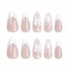 imageBABALAL Blue Press on Nails Medium Almond Fake Nails Sliver Chrome Bow Glue on Nails 3d Heart Charm Acrylic Nails Y2k Rhinestone Glitter Stick on False Nails 24Pcs Stiletto Nails Press onFNW04