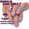 imageBABALAL Blue Press on Nails Medium Almond Fake Nails Sliver Chrome Bow Glue on Nails 3d Heart Charm Acrylic Nails Y2k Rhinestone Glitter Stick on False Nails 24Pcs Stiletto Nails Press onFNW08