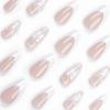 imageBABALAL Blue Press on Nails Medium Almond Fake Nails Sliver Chrome Bow Glue on Nails 3d Heart Charm Acrylic Nails Y2k Rhinestone Glitter Stick on False Nails 24Pcs Stiletto Nails Press onFNW04