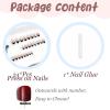 imageBABALAL Blue Press on Nails Medium Almond Fake Nails Sliver Chrome Bow Glue on Nails 3d Heart Charm Acrylic Nails Y2k Rhinestone Glitter Stick on False Nails 24Pcs Stiletto Nails Press onFNW12black