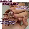 imageBABALAL Blue Press on Nails Medium Almond Fake Nails Sliver Chrome Bow Glue on Nails 3d Heart Charm Acrylic Nails Y2k Rhinestone Glitter Stick on False Nails 24Pcs Stiletto Nails Press onFNW14brown