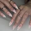 imageBABALAL Blue Press on Nails Medium Almond Fake Nails Sliver Chrome Bow Glue on Nails 3d Heart Charm Acrylic Nails Y2k Rhinestone Glitter Stick on False Nails 24Pcs Stiletto Nails Press onFNW01bow