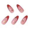 imageBABALAL Blue Press on Nails Medium Almond Fake Nails Sliver Chrome Bow Glue on Nails 3d Heart Charm Acrylic Nails Y2k Rhinestone Glitter Stick on False Nails 24Pcs Stiletto Nails Press onFNW14