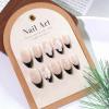 imageBABALAL Blue Press on Nails Medium Almond Fake Nails Sliver Chrome Bow Glue on Nails 3d Heart Charm Acrylic Nails Y2k Rhinestone Glitter Stick on False Nails 24Pcs Stiletto Nails Press onFNW12black