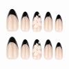 imageBABALAL Blue Press on Nails Medium Almond Fake Nails Sliver Chrome Bow Glue on Nails 3d Heart Charm Acrylic Nails Y2k Rhinestone Glitter Stick on False Nails 24Pcs Stiletto Nails Press onFNW12black