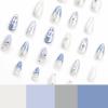 imageBABALAL Blue Press on Nails Medium Almond Fake Nails Sliver Chrome Bow Glue on Nails 3d Heart Charm Acrylic Nails Y2k Rhinestone Glitter Stick on False Nails 24Pcs Stiletto Nails Press onFNW09