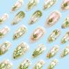 imageBABALAL Blue Press on Nails Medium Almond Fake Nails Sliver Chrome Bow Glue on Nails 3d Heart Charm Acrylic Nails Y2k Rhinestone Glitter Stick on False Nails 24Pcs Stiletto Nails Press onFNW14green