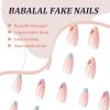 imageBABALAL Blue Press on Nails Medium Fake Nails Almond Glue on Nails Stiletto Acrylic Nails with Flower Design 24Pcs Stick on Nails for Women and GirlsNAILG24