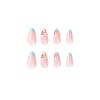 imageBABALAL Blue Press on Nails Medium Fake Nails Almond Glue on Nails Stiletto Acrylic Nails with Flower Design 24Pcs Stick on Nails for Women and GirlsNAILG24