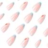 imageBABALAL Blue Press on Nails Medium Fake Nails Almond Glue on Nails Stiletto Acrylic Nails with Flower Design 24Pcs Stick on Nails for Women and GirlsNAILG24