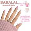 imageBABALAL Blue Press on Nails Medium Fake Nails Almond Glue on Nails Stiletto Acrylic Nails with Flower Design 24Pcs Stick on Nails for Women and GirlsNAILG03